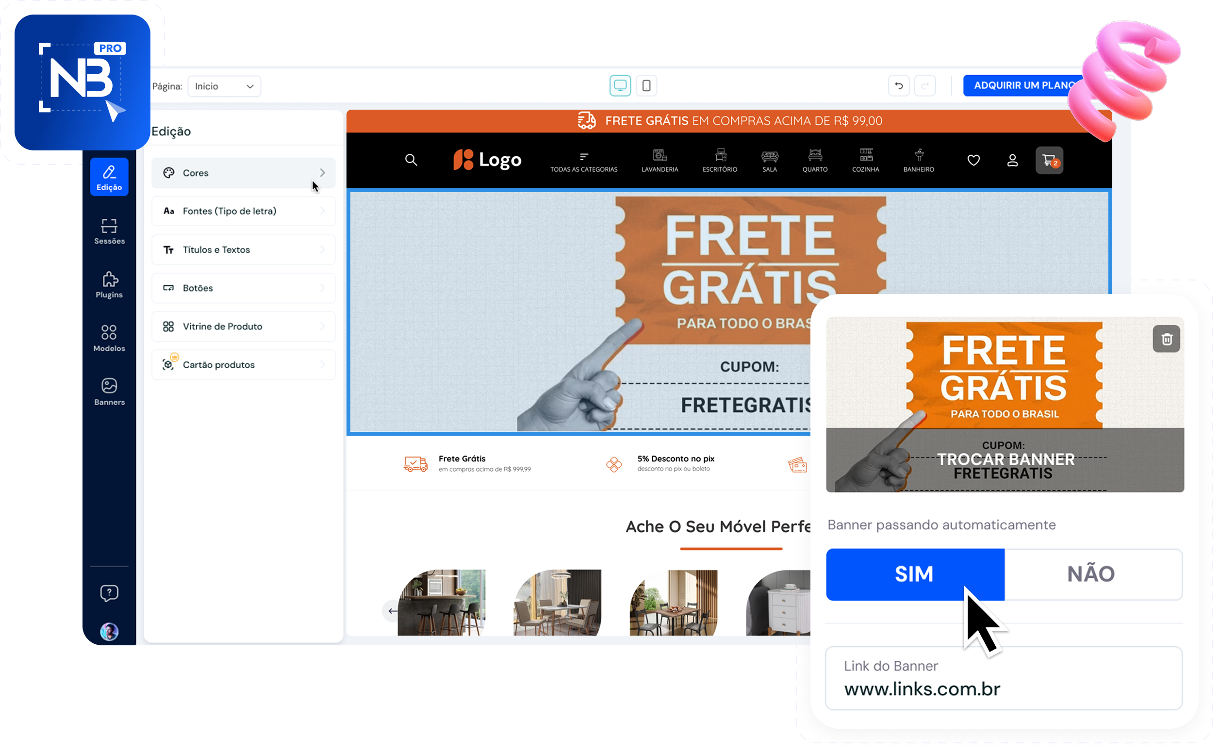 Painel de edição NBuilder