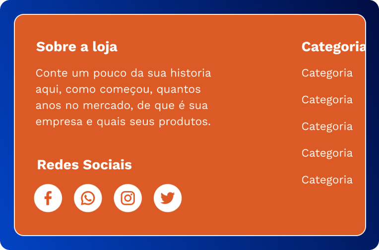Demonstração: Sobre a loja no rodapé